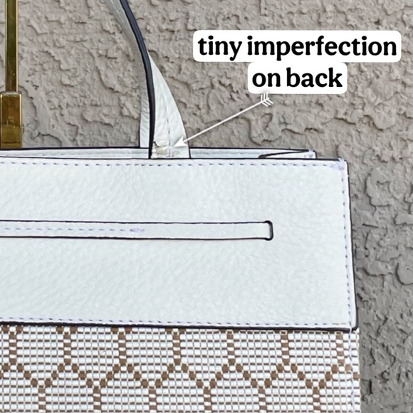 KATE SPADE White & Cream Honeycomb Beaded Bee Leather Crossbody Satchel Bag - Picture 10 of 13